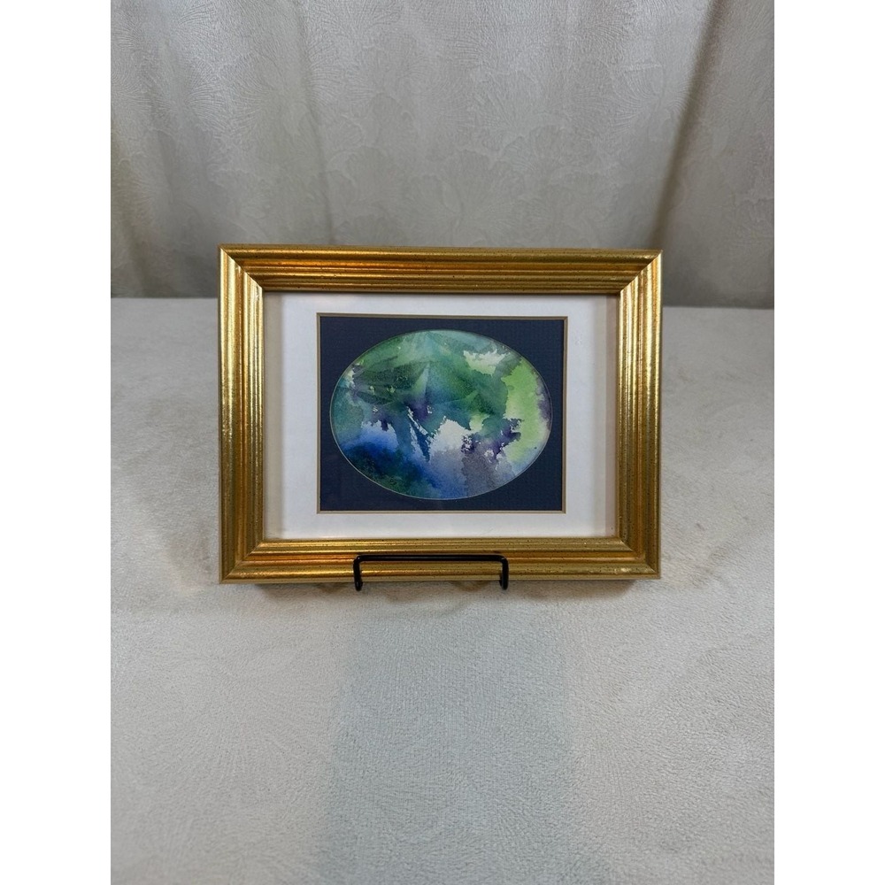 Kristi St. Amant Original Watercolor Abstract Painting in Gold Frame